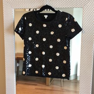 J. Crew Sequin Polka Dot T-Shirt